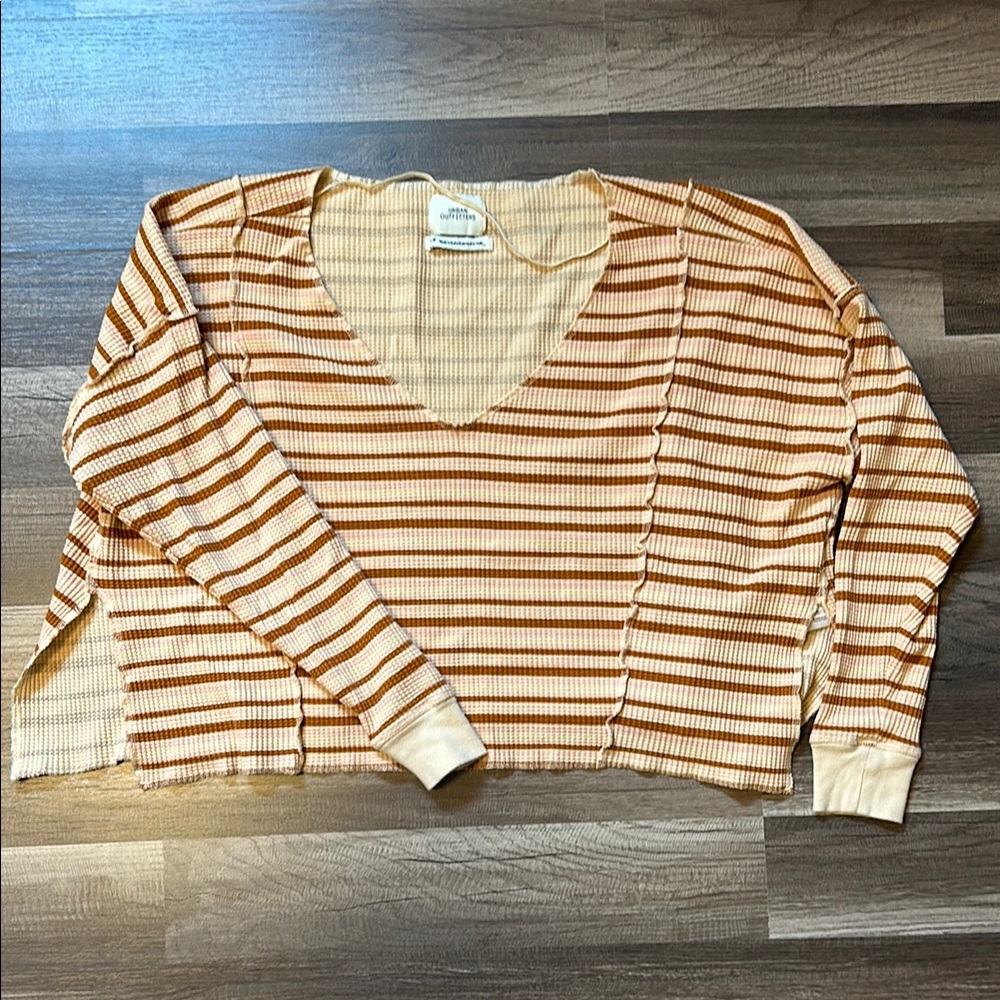 Striped V-Neck Ribbed Top